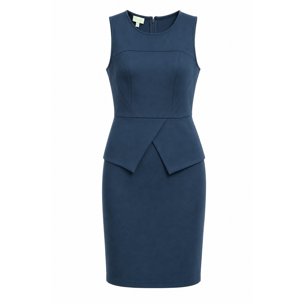 Donna Morgan Navy Blue Peplum Sheath Dress Sleeveless Professional Size 6‎